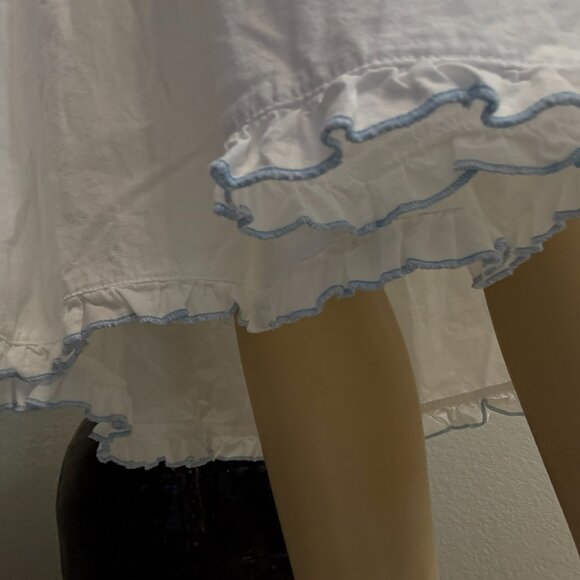 The 1 for U Smocked Top Blue Ruffled Trim Long Sleeved NIGHT GOWN w/ pockets - Picture 4 of 8